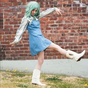 Vintage zodiac leather beaded cowboy boots